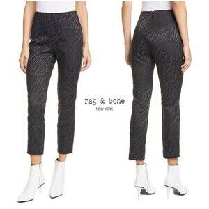 Rag &‎ Bone Pants Womens Size 00 Black Zebra Embossed Simone Textured Rear Zip